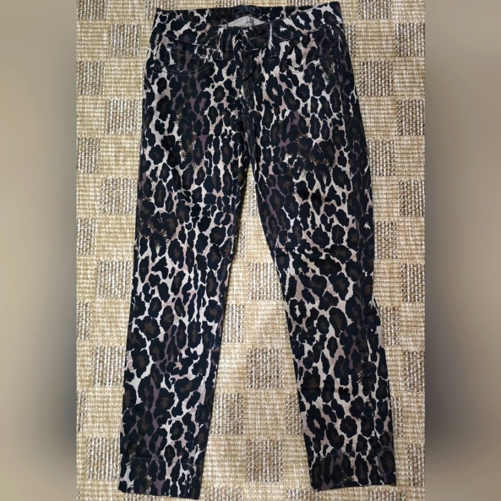 Guess Leopard Print Cropped Jeans